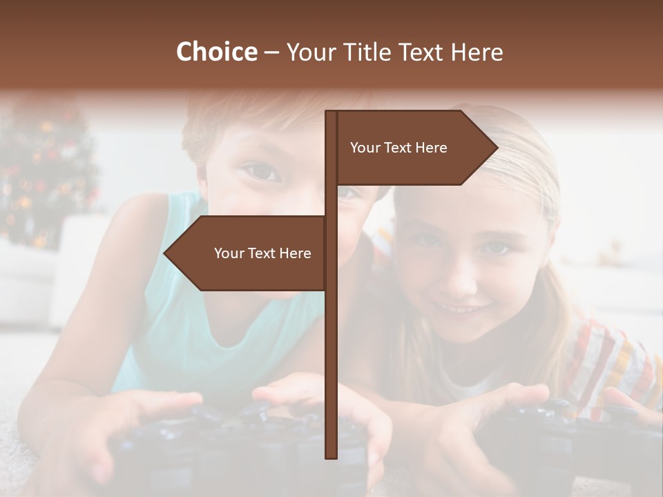 Sister Christmas Tree Household PowerPoint Template