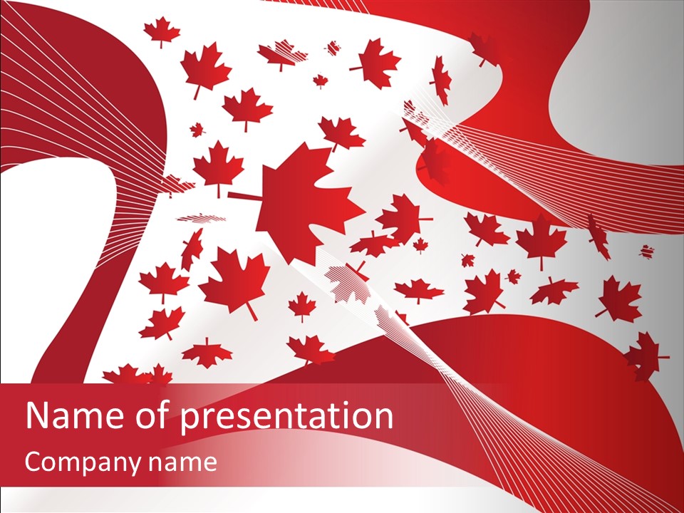 A Red And White Background With Maple Leaves PowerPoint Template