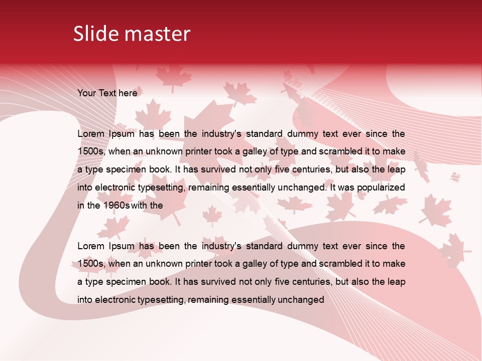 A Red And White Background With Maple Leaves PowerPoint Template