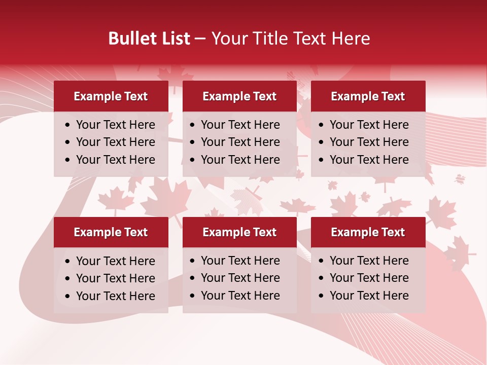 A Red And White Background With Maple Leaves PowerPoint Template