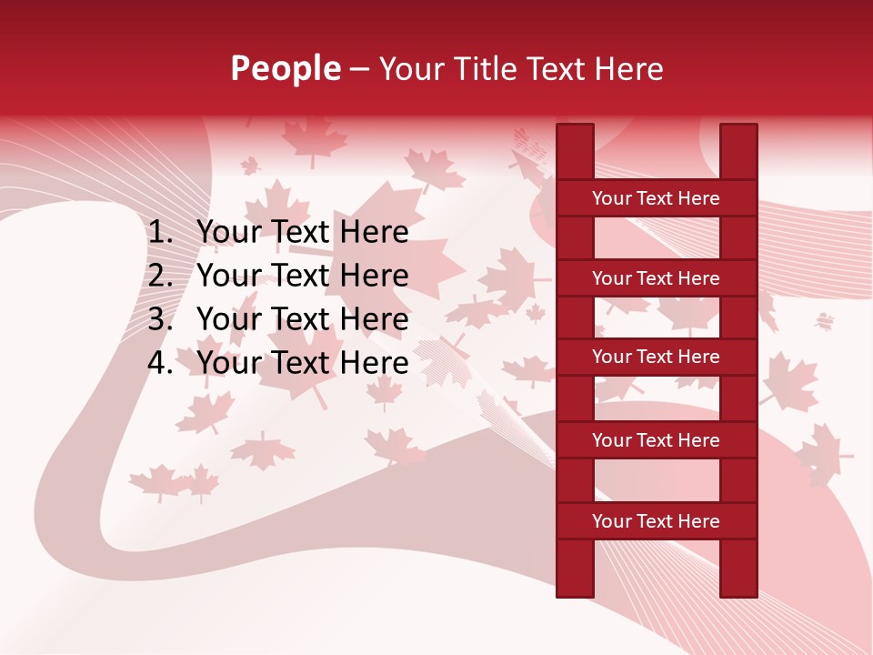 A Red And White Background With Maple Leaves PowerPoint Template