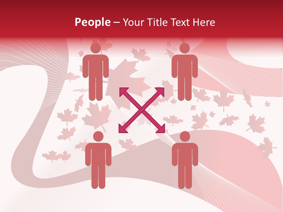 A Red And White Background With Maple Leaves PowerPoint Template