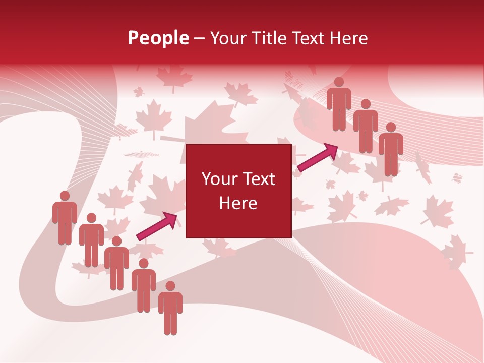 A Red And White Background With Maple Leaves PowerPoint Template