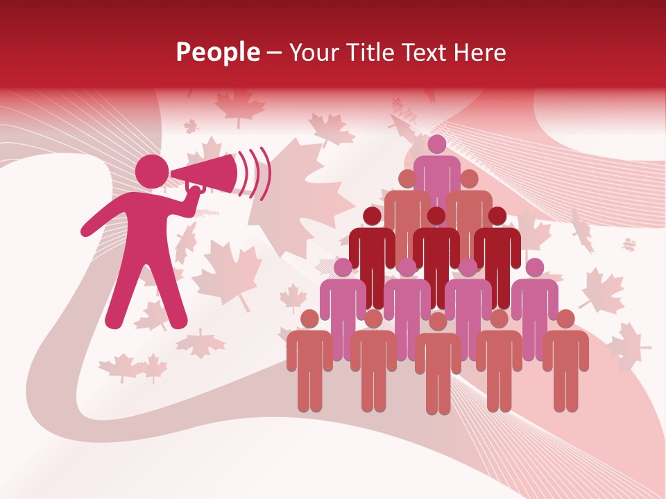 A Red And White Background With Maple Leaves PowerPoint Template