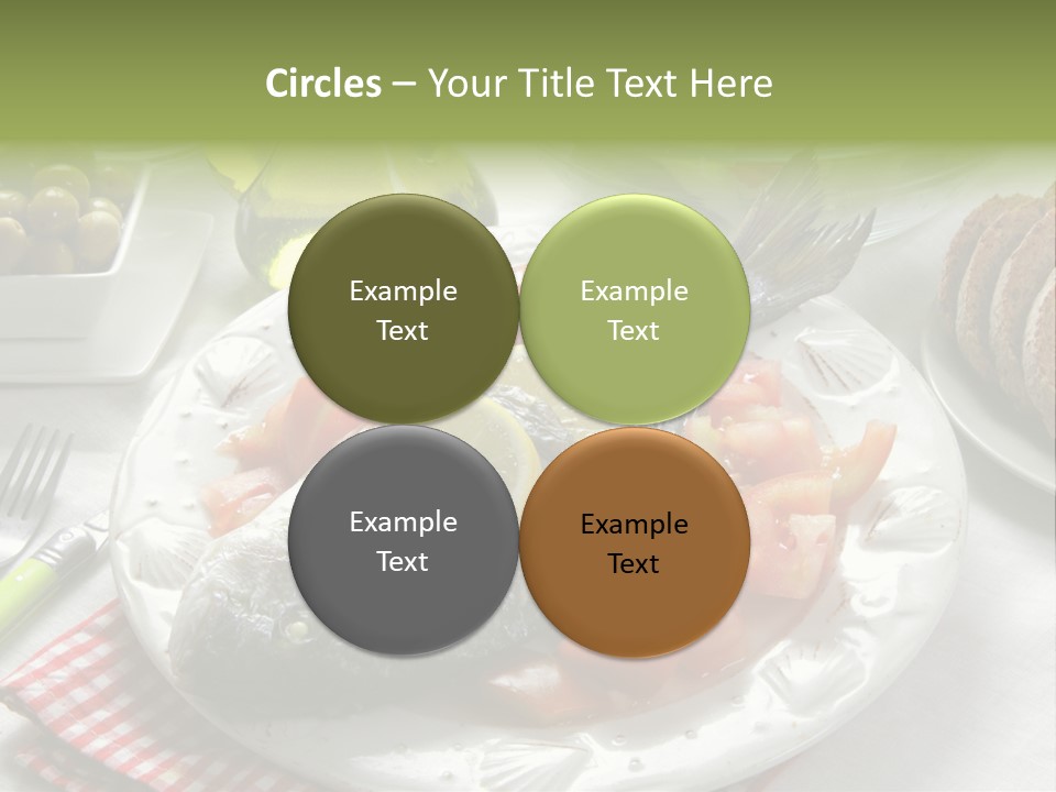 A Fish On A Plate Next To A Salad And Bread PowerPoint Template