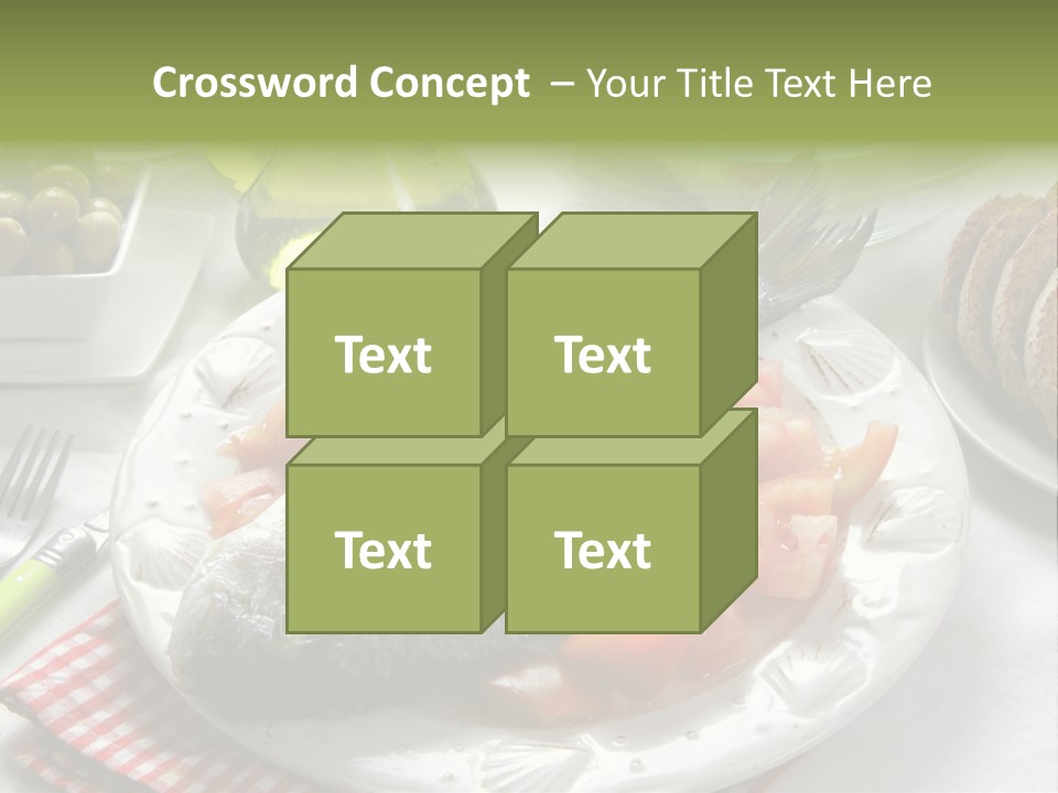 A Fish On A Plate Next To A Salad And Bread PowerPoint Template