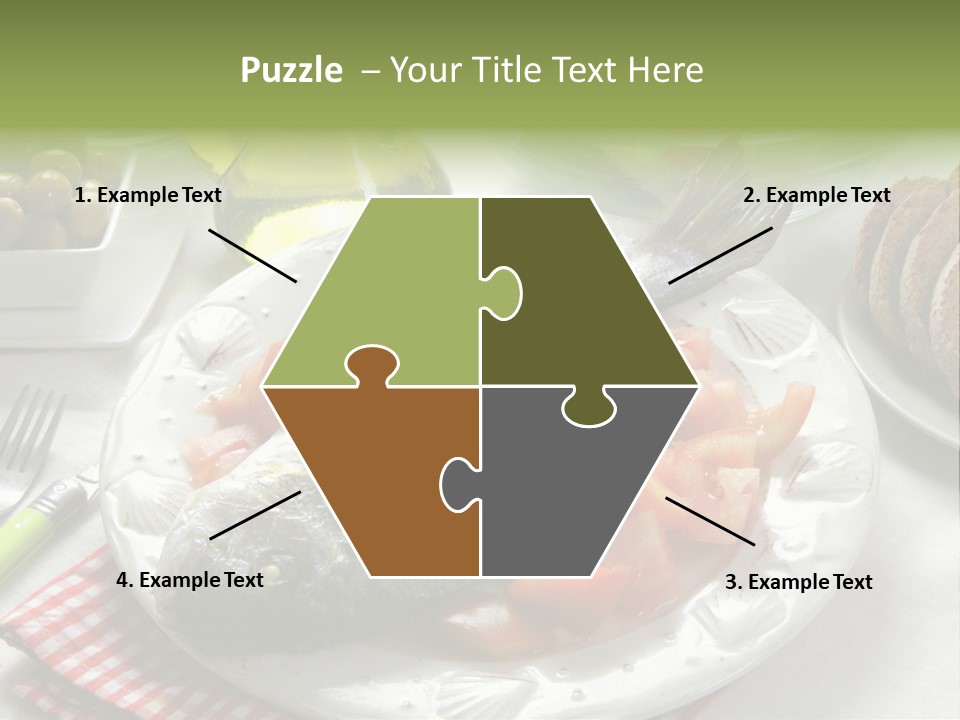 A Fish On A Plate Next To A Salad And Bread PowerPoint Template