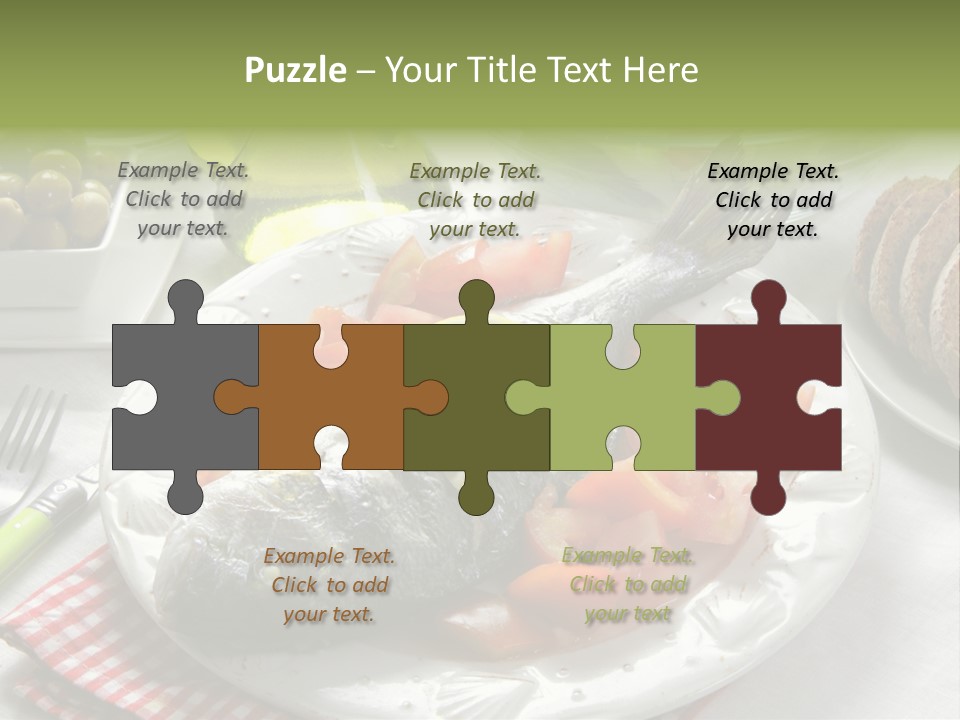 A Fish On A Plate Next To A Salad And Bread PowerPoint Template