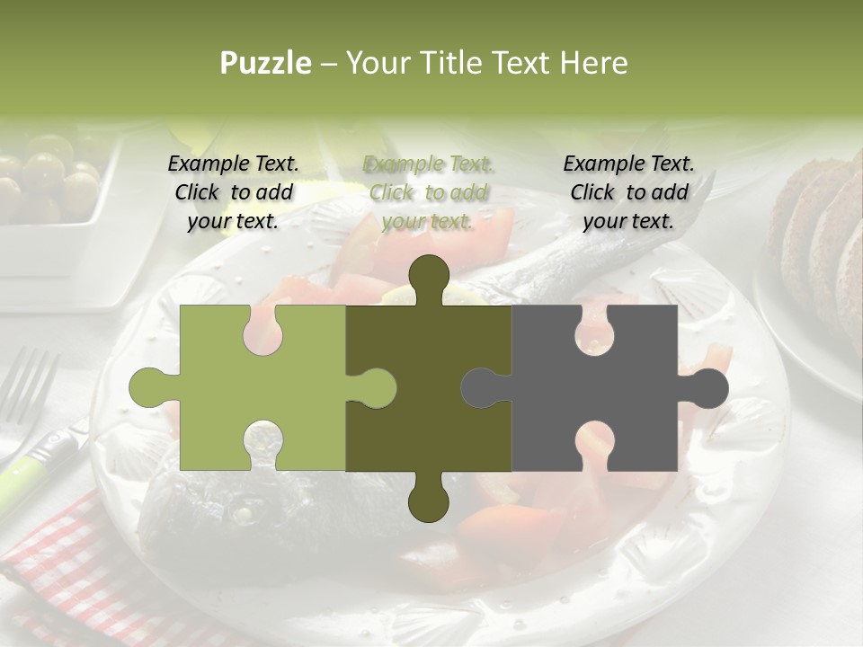 A Fish On A Plate Next To A Salad And Bread PowerPoint Template