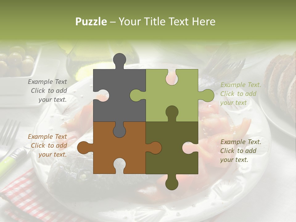 A Fish On A Plate Next To A Salad And Bread PowerPoint Template