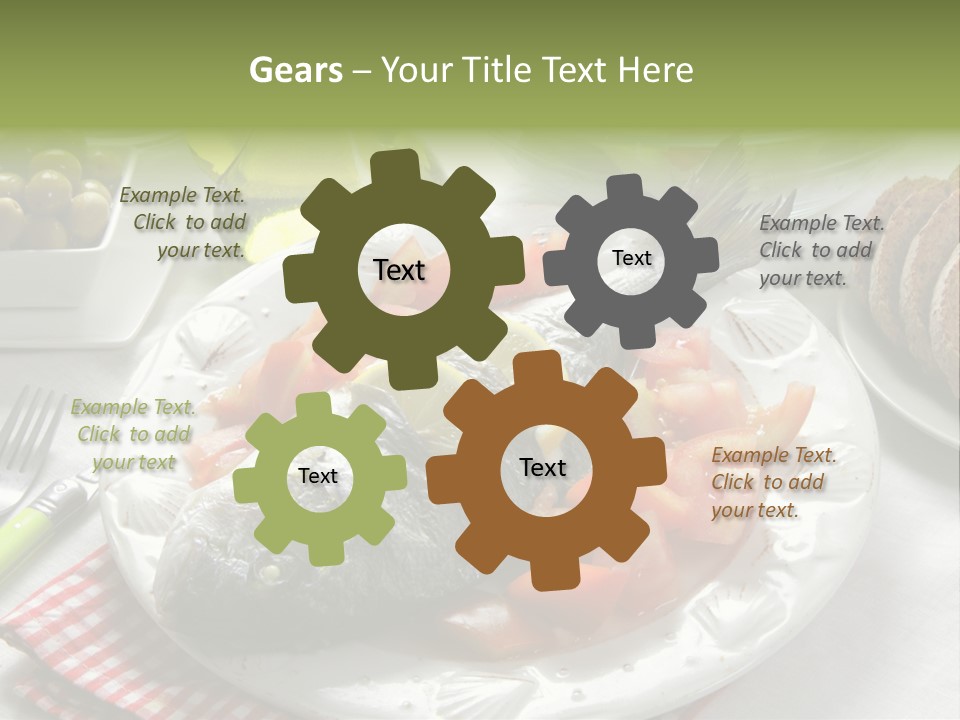 A Fish On A Plate Next To A Salad And Bread PowerPoint Template