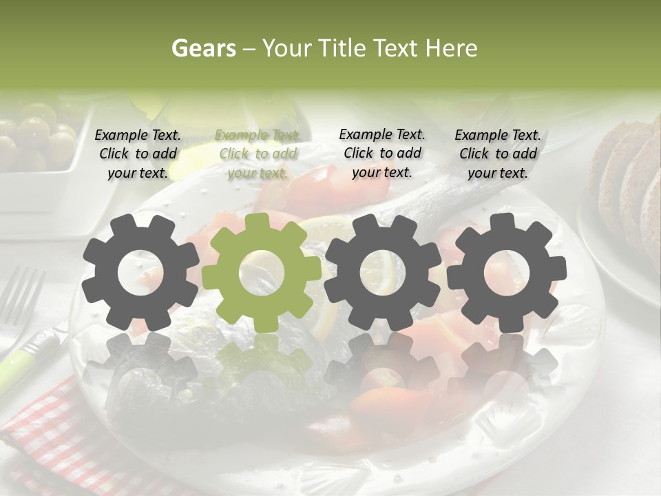 A Fish On A Plate Next To A Salad And Bread PowerPoint Template