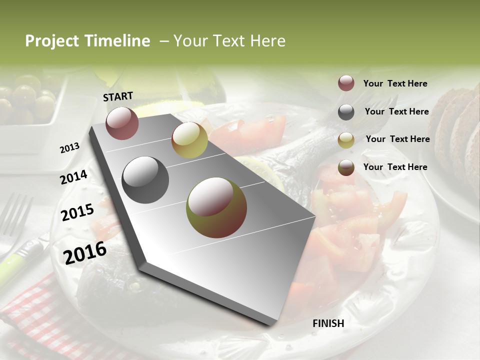 A Fish On A Plate Next To A Salad And Bread PowerPoint Template