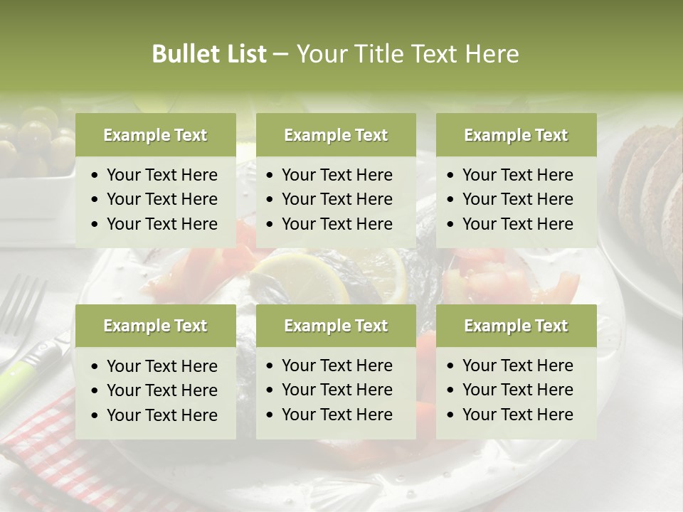 A Fish On A Plate Next To A Salad And Bread PowerPoint Template