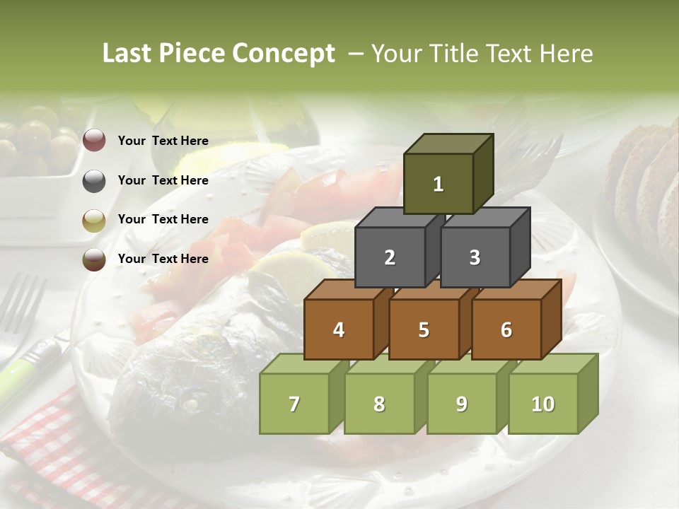 A Fish On A Plate Next To A Salad And Bread PowerPoint Template