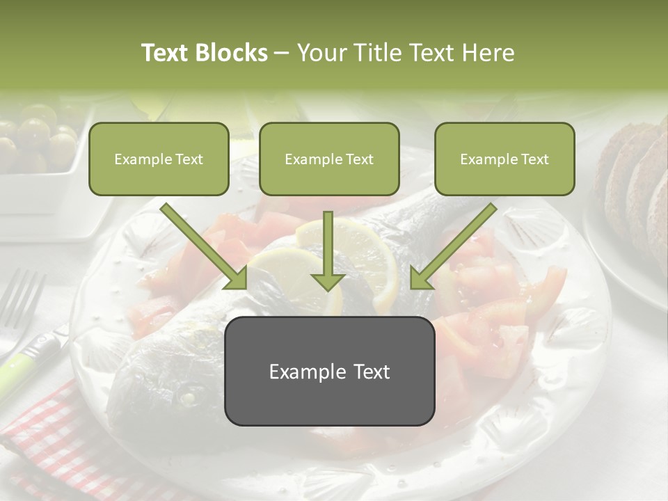 A Fish On A Plate Next To A Salad And Bread PowerPoint Template