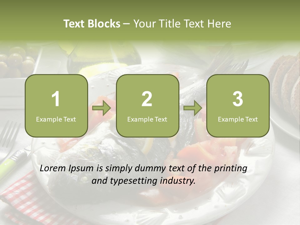 A Fish On A Plate Next To A Salad And Bread PowerPoint Template