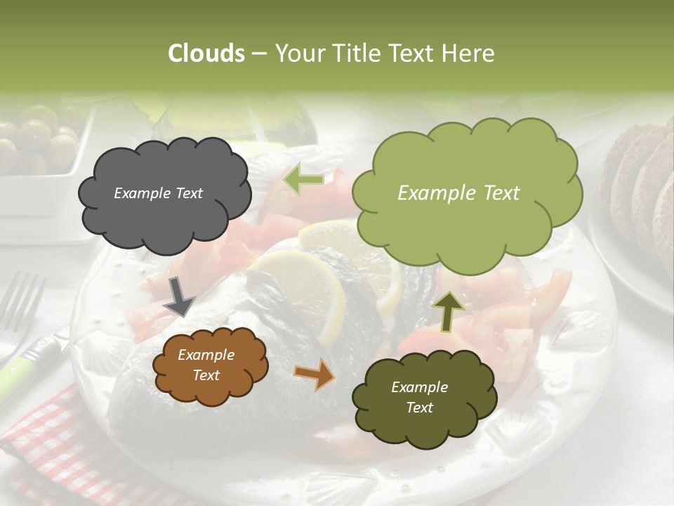 A Fish On A Plate Next To A Salad And Bread PowerPoint Template