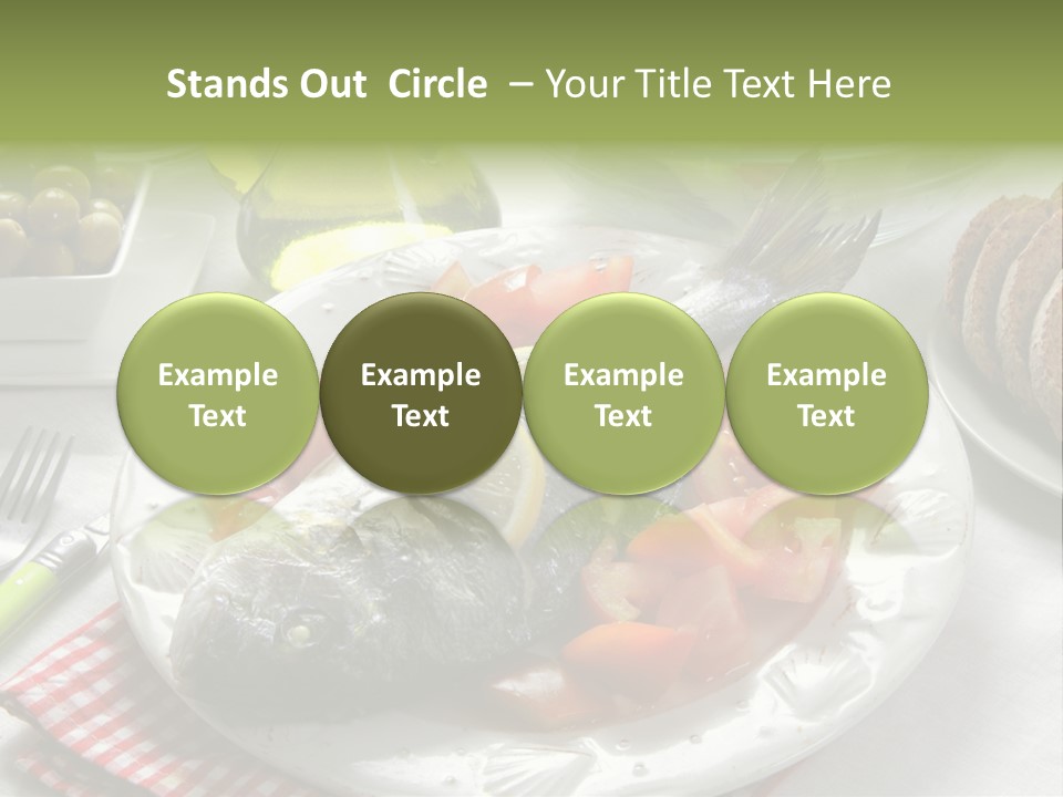 A Fish On A Plate Next To A Salad And Bread PowerPoint Template