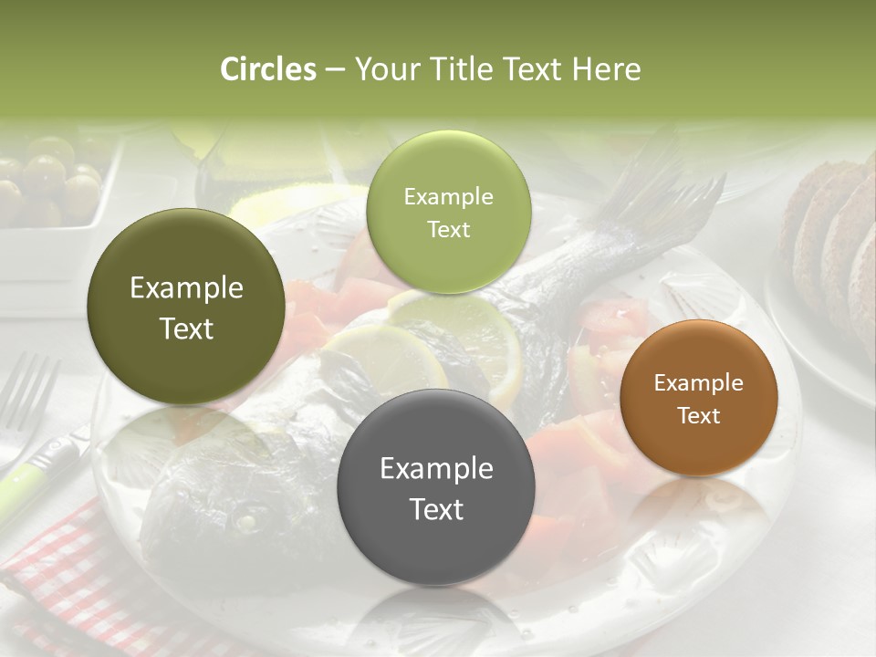 A Fish On A Plate Next To A Salad And Bread PowerPoint Template