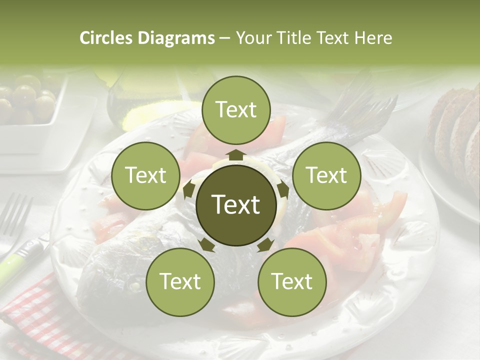 A Fish On A Plate Next To A Salad And Bread PowerPoint Template