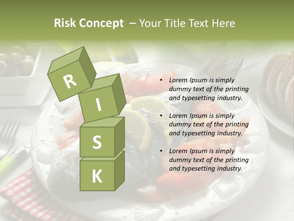 A Fish On A Plate Next To A Salad And Bread PowerPoint Template