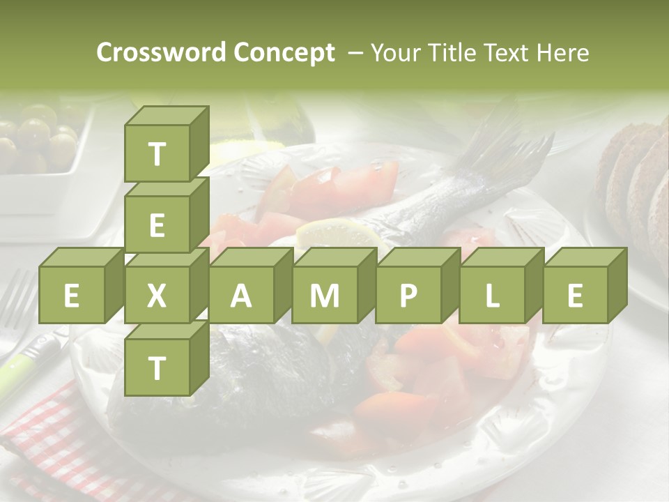 A Fish On A Plate Next To A Salad And Bread PowerPoint Template