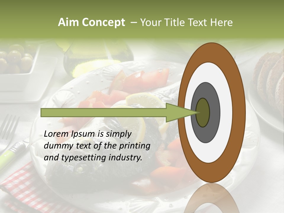 A Fish On A Plate Next To A Salad And Bread PowerPoint Template