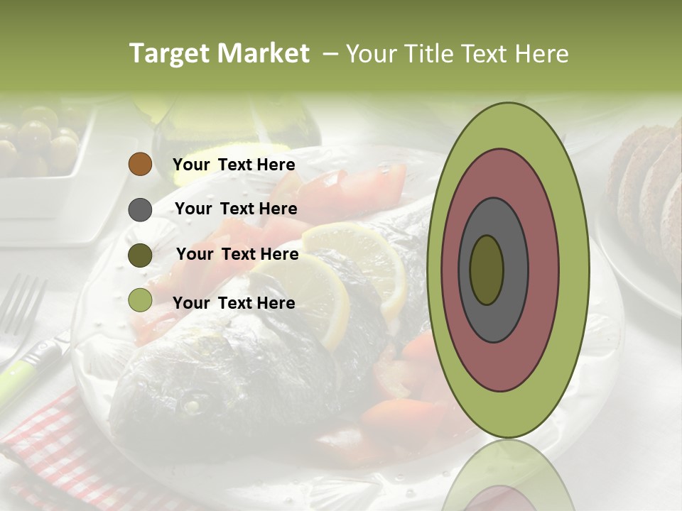 A Fish On A Plate Next To A Salad And Bread PowerPoint Template