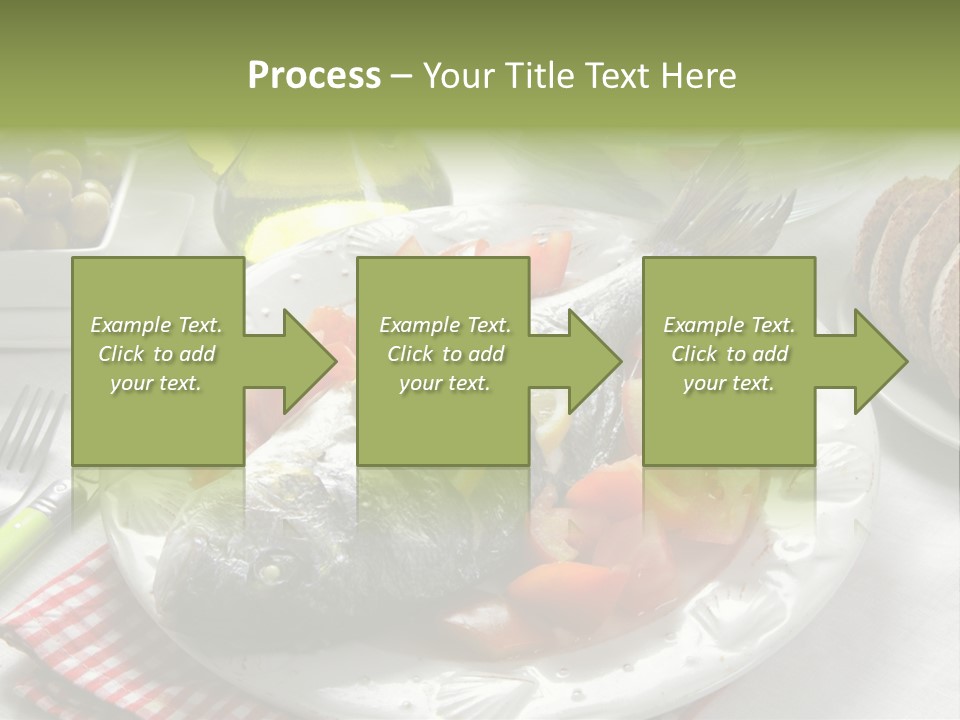 A Fish On A Plate Next To A Salad And Bread PowerPoint Template