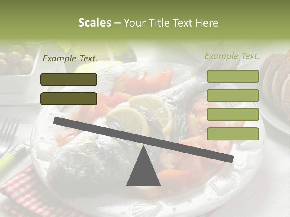 A Fish On A Plate Next To A Salad And Bread PowerPoint Template