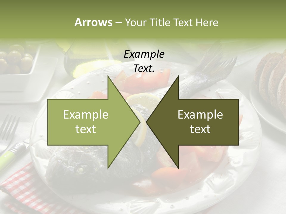 A Fish On A Plate Next To A Salad And Bread PowerPoint Template