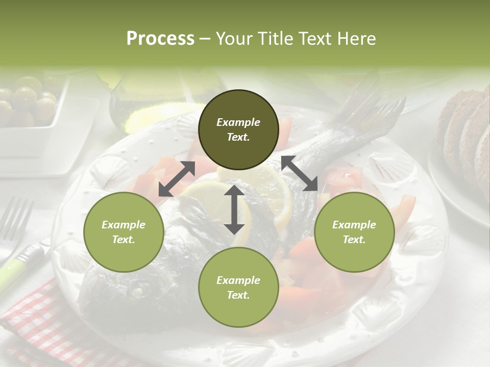 A Fish On A Plate Next To A Salad And Bread PowerPoint Template