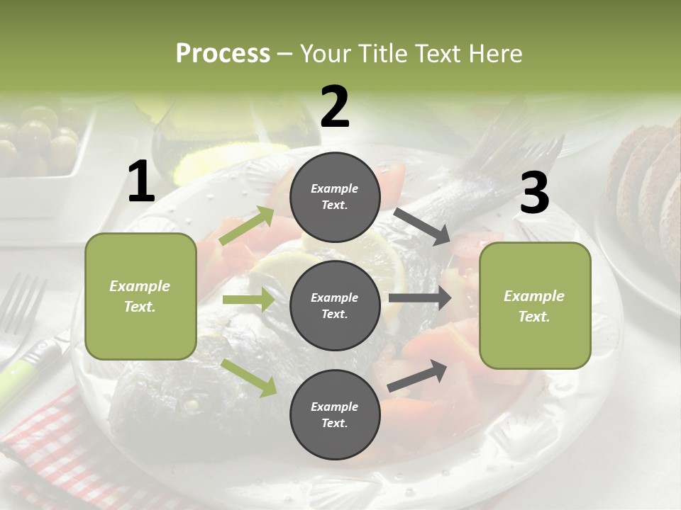A Fish On A Plate Next To A Salad And Bread PowerPoint Template