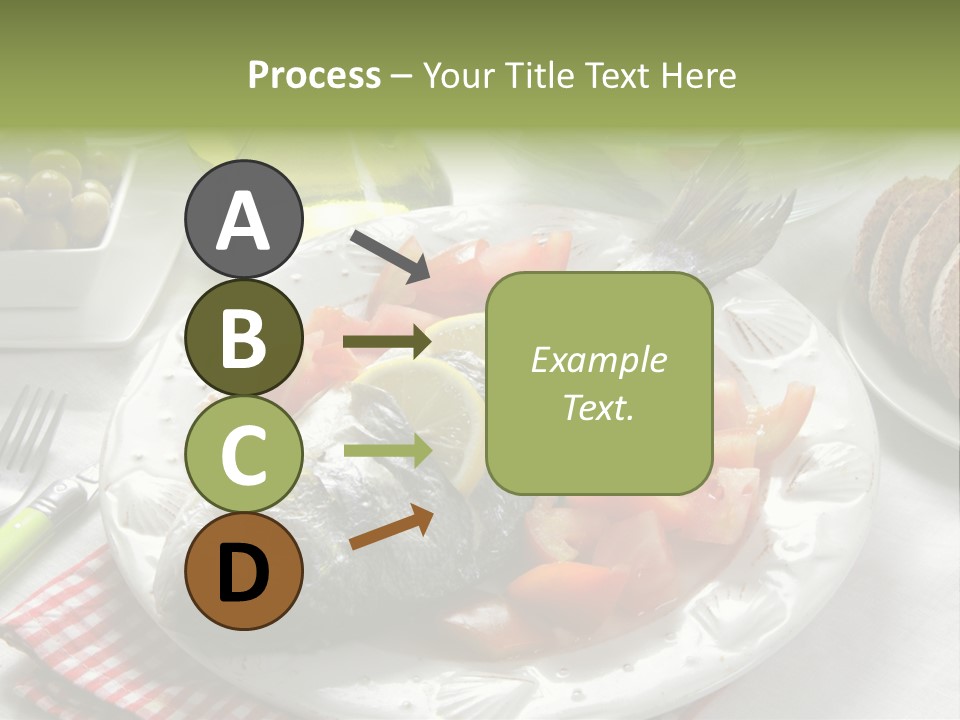 A Fish On A Plate Next To A Salad And Bread PowerPoint Template