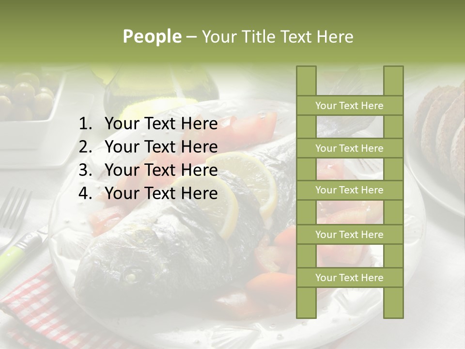 A Fish On A Plate Next To A Salad And Bread PowerPoint Template