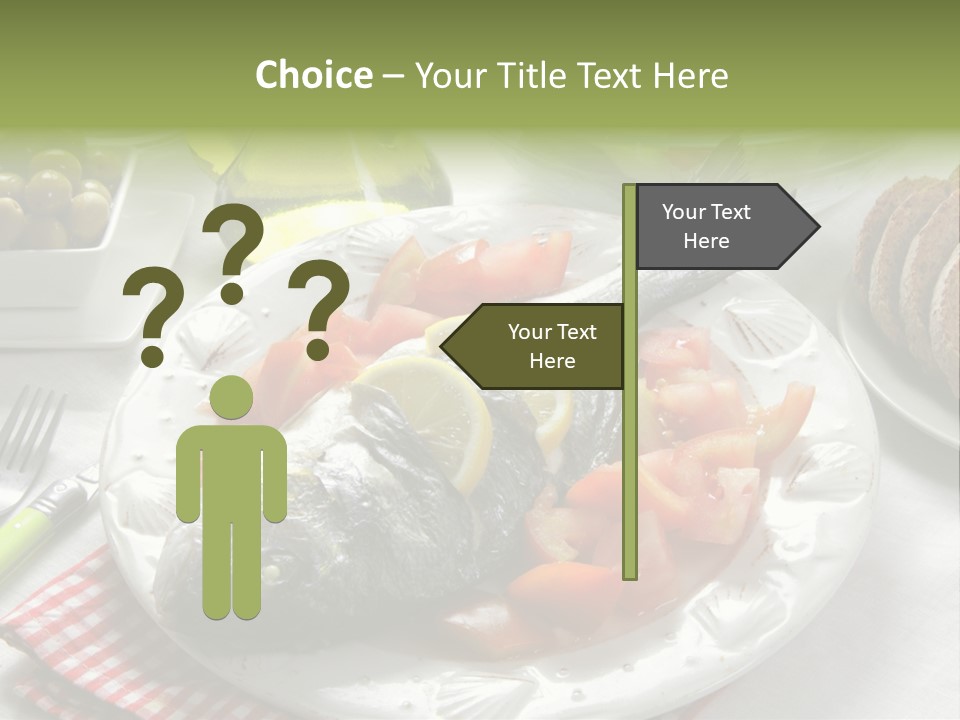 A Fish On A Plate Next To A Salad And Bread PowerPoint Template