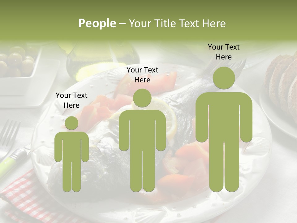 A Fish On A Plate Next To A Salad And Bread PowerPoint Template