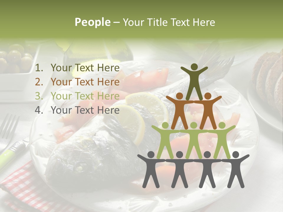 A Fish On A Plate Next To A Salad And Bread PowerPoint Template