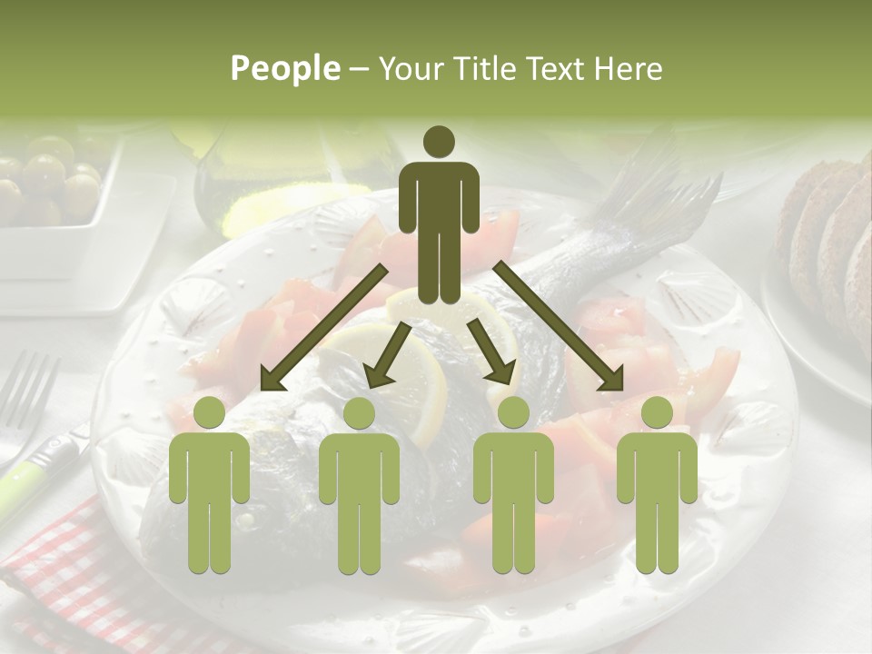 A Fish On A Plate Next To A Salad And Bread PowerPoint Template