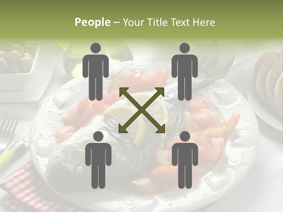 A Fish On A Plate Next To A Salad And Bread PowerPoint Template