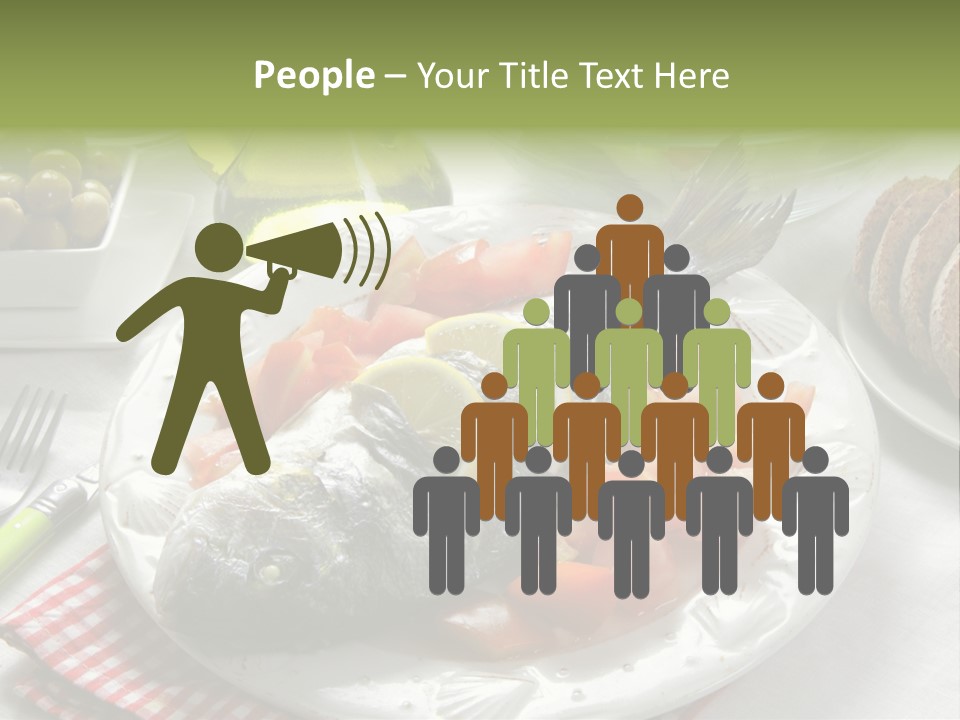 A Fish On A Plate Next To A Salad And Bread PowerPoint Template