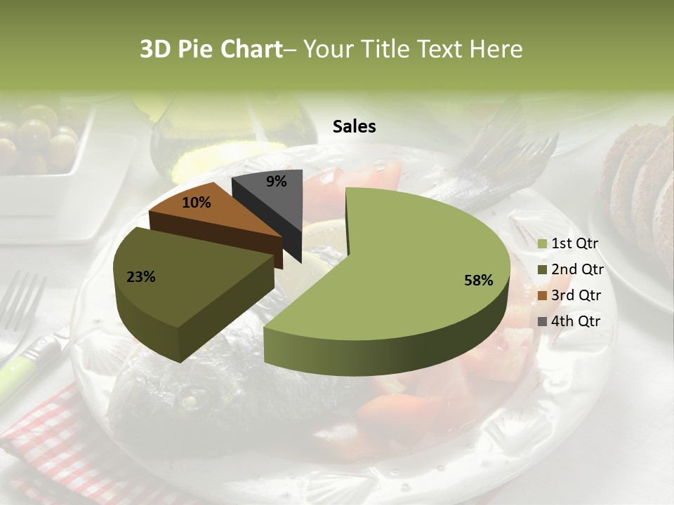 A Fish On A Plate Next To A Salad And Bread PowerPoint Template
