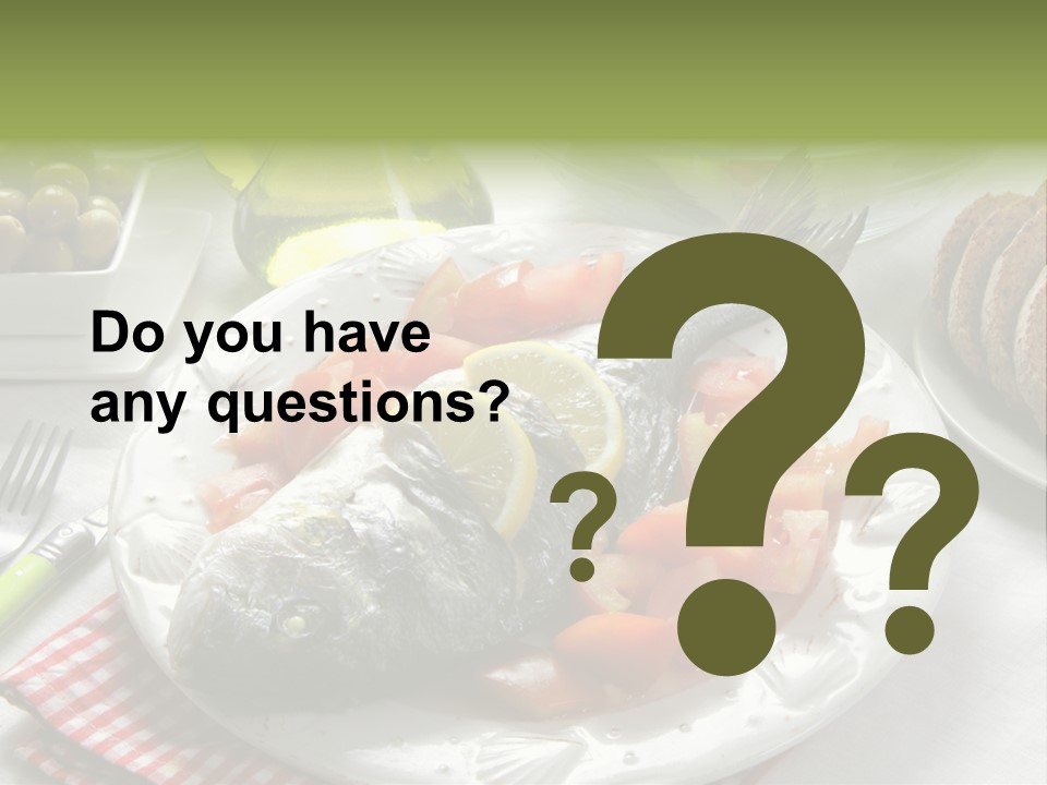 A Fish On A Plate Next To A Salad And Bread PowerPoint Template