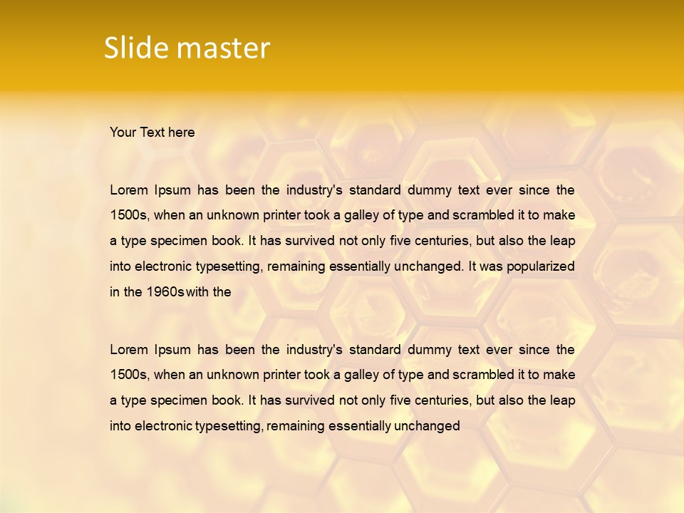 A Yellow Hexagonal Background With The Words Name Of Presentation PowerPoint Template