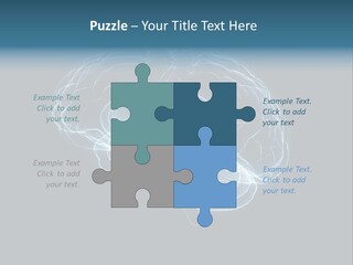 A Glowing Blue Brain On A Black Background PowerPoint Template