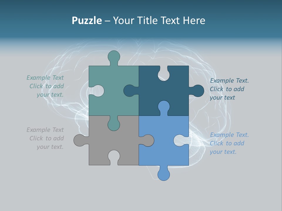 A Glowing Blue Brain On A Black Background PowerPoint Template