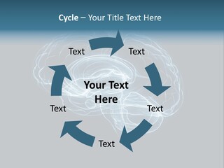 A Glowing Blue Brain On A Black Background PowerPoint Template