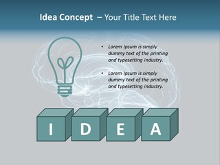 A Glowing Blue Brain On A Black Background PowerPoint Template