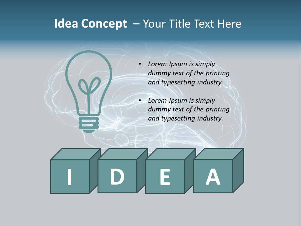 A Glowing Blue Brain On A Black Background PowerPoint Template